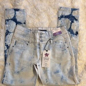 Imperial Star Women's Light Blue Tie-Dye Skinny Jeans